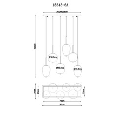 Globo BLACKY Pendelleuchte Messing, Schwarz, 6-flammig