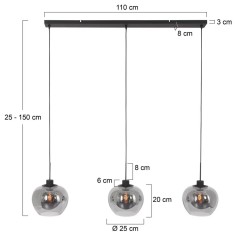 Steinhauer Lotus Pendelleuchte Schwarz, 3-flammig